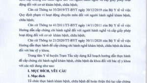 Kế Hoạch Của Trung Tâm Y Tế huyện Trạm Tấu về việc hướng dẫn thực hành để cấp chứng chỉ hành nghề 2023